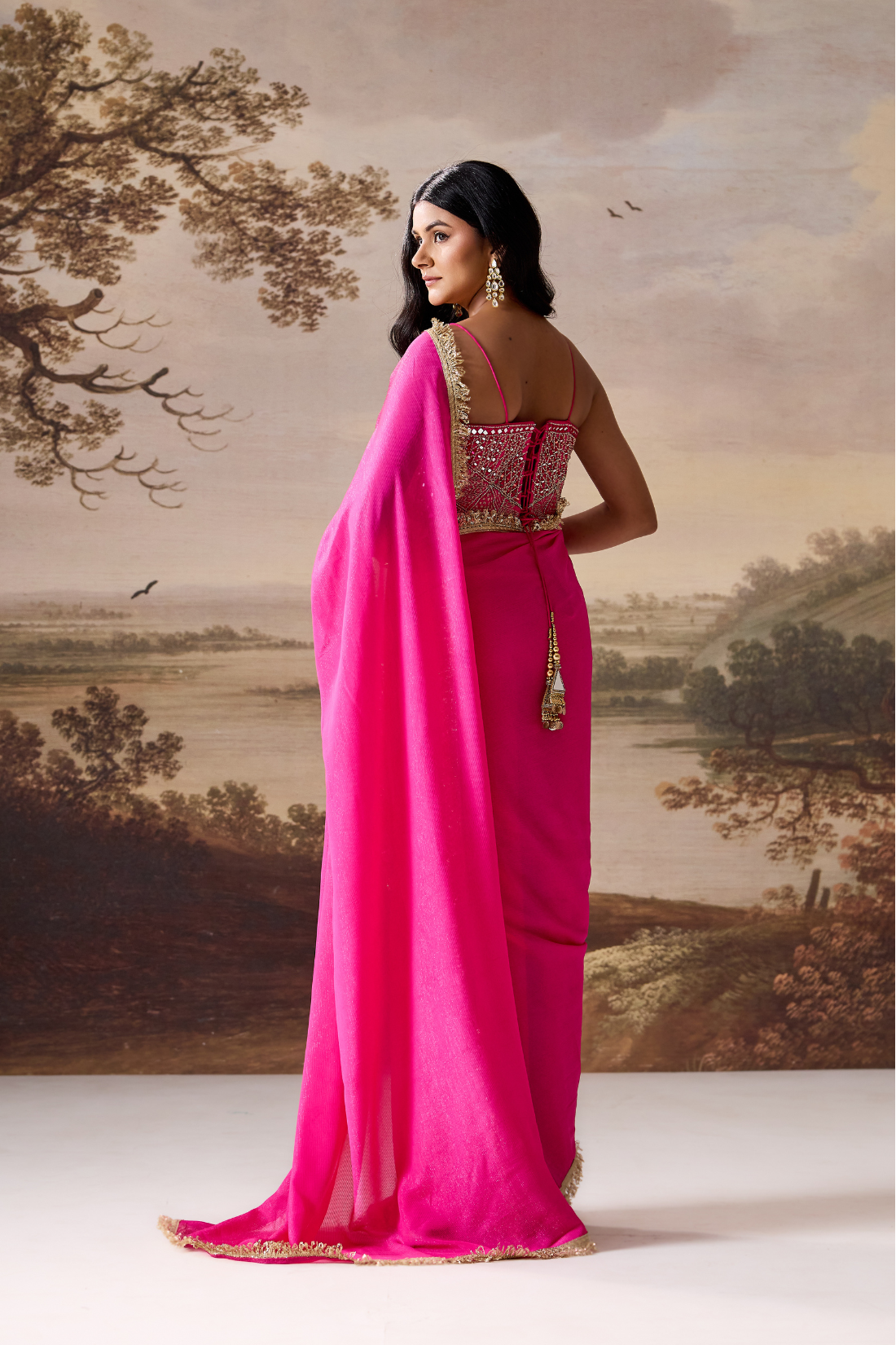 Fuchsia Flora Embroidered Saree