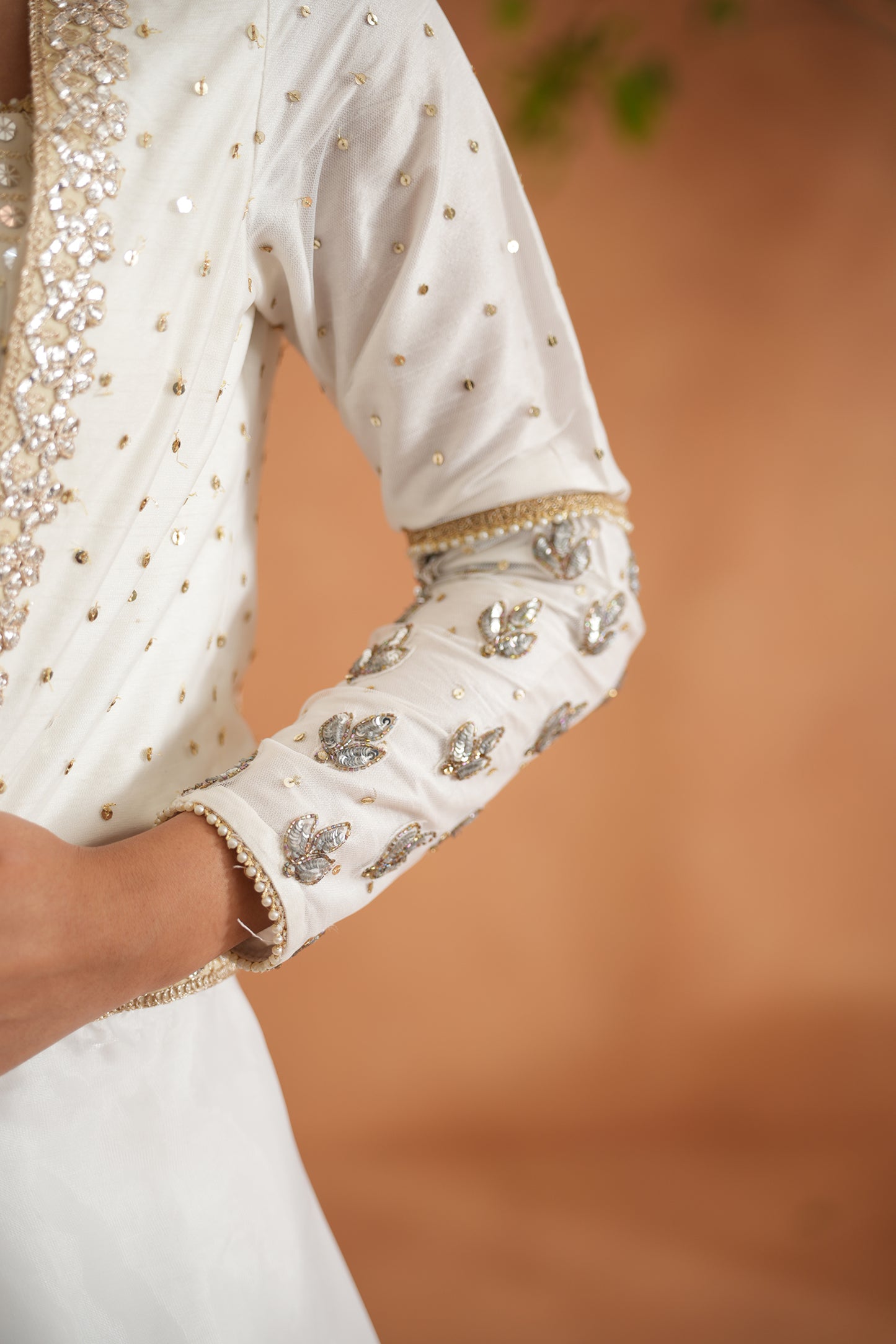 Ivory Embroidered Bustier, Lehenga and Short Jacket