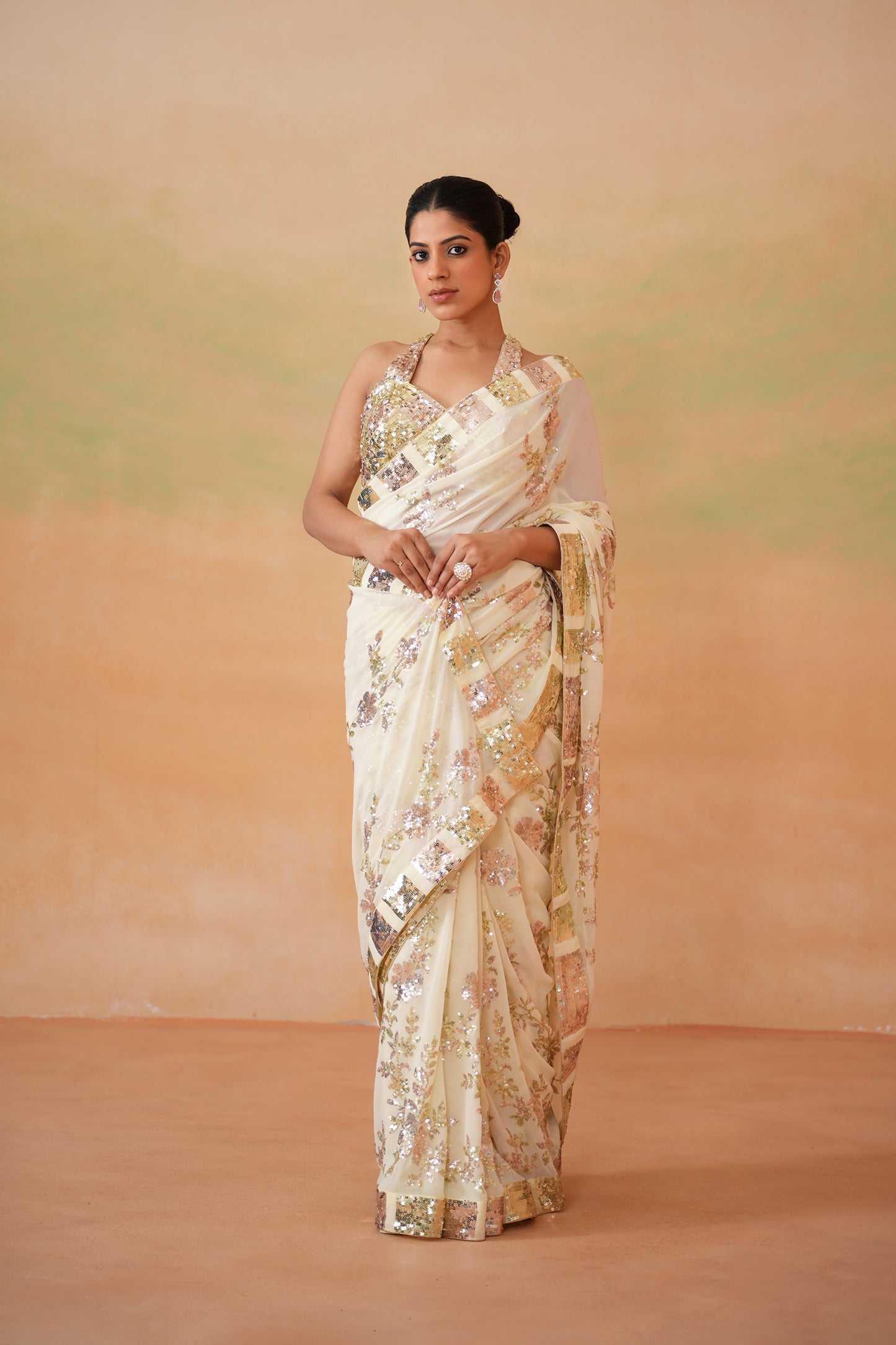 Lime Yellow Blouse, Saree and Petticoat