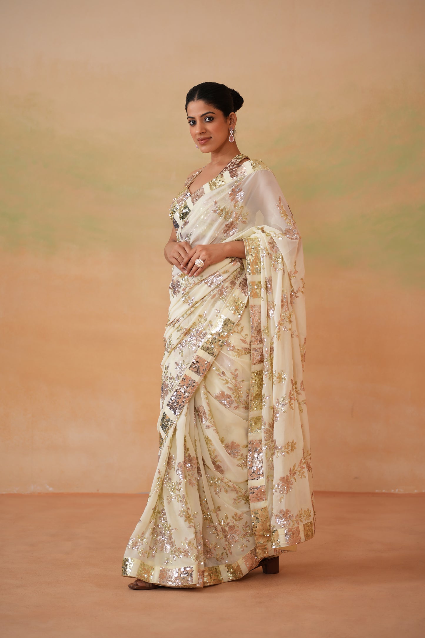Lime Yellow Blouse, Saree and Petticoat