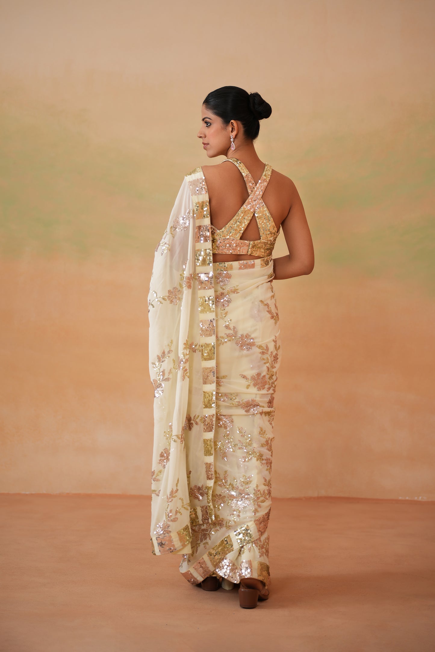 Lime Yellow Blouse, Saree and Petticoat