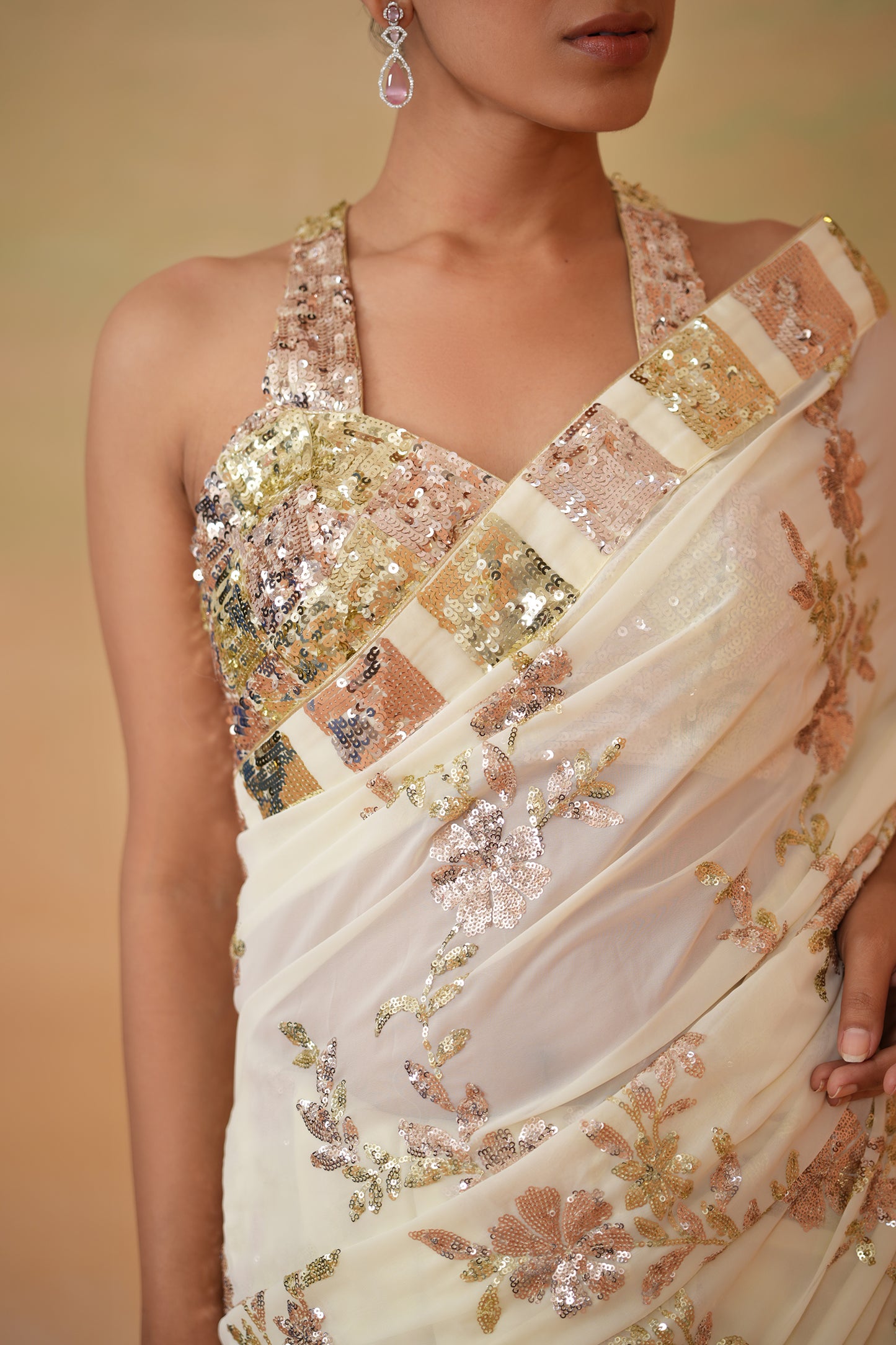 Lime Yellow Blouse, Saree and Petticoat