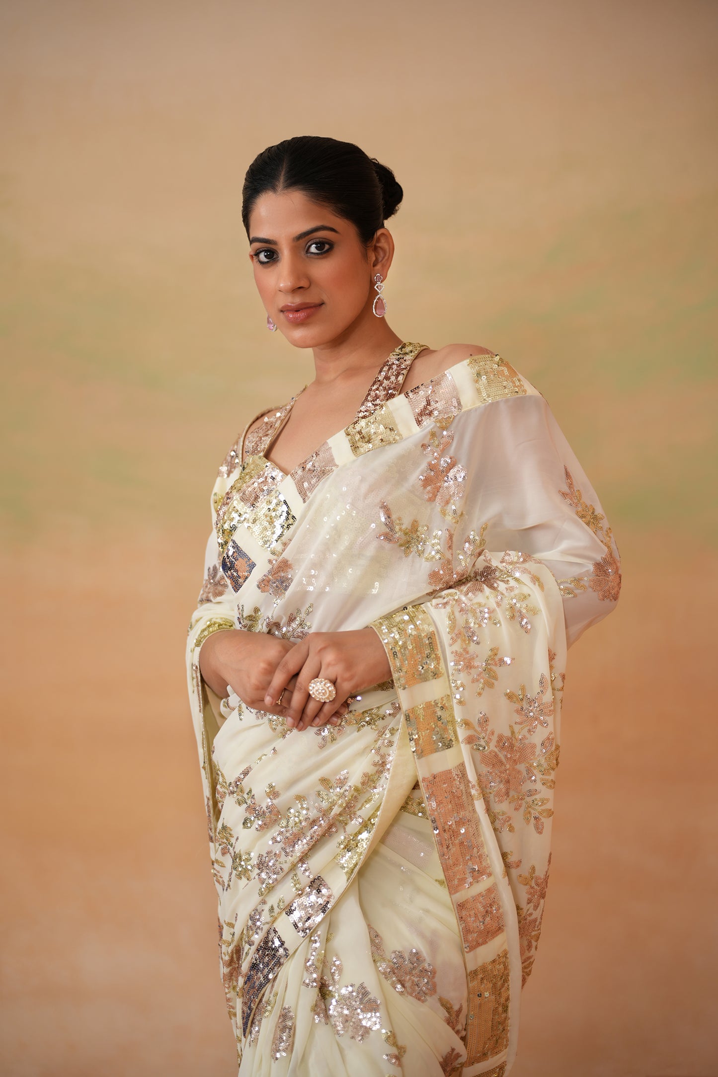 Lime Yellow Blouse, Saree and Petticoat