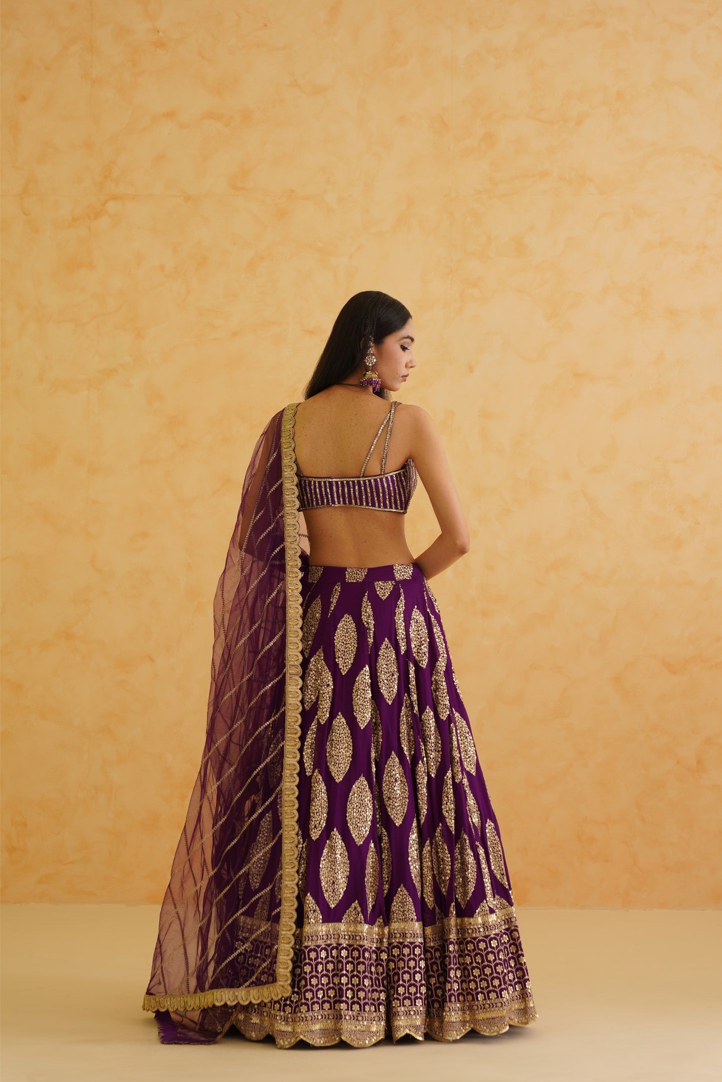 Purple georgette Lehenga, Blouse and dupatta Set