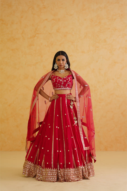 Fusia georgette lehenga, Blouse and dupatta Set