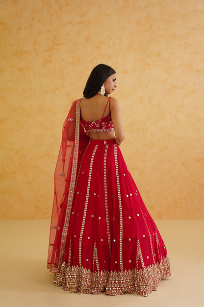 Fusia georgette lehenga, Blouse and dupatta Set