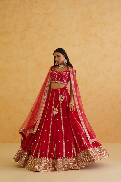 Fusia georgette lehenga, Blouse and dupatta Set