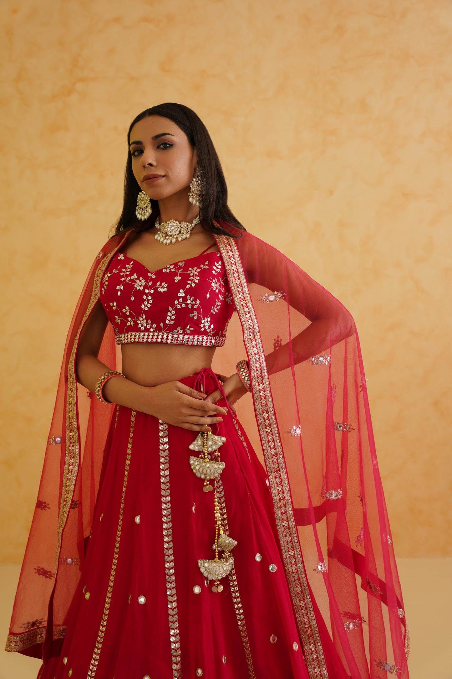 Fusia georgette lehenga, Blouse and dupatta Set