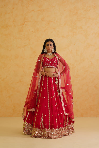 Fusia georgette lehenga, Blouse and dupatta Set