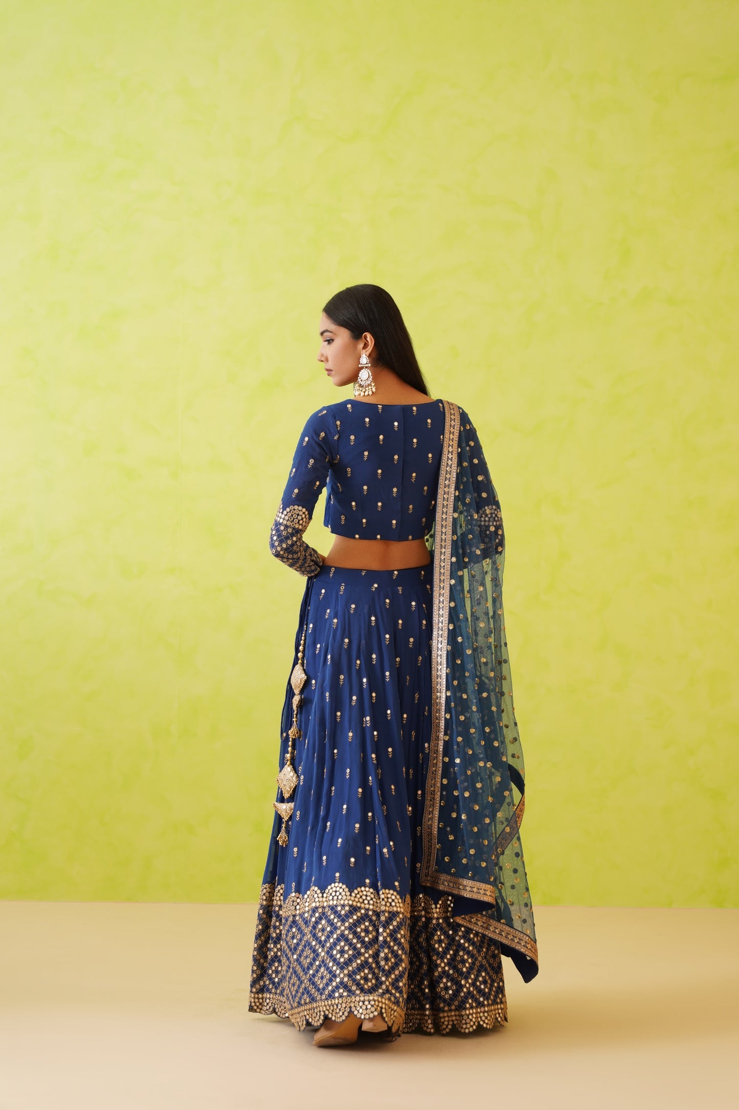 Blue georgette lehenga, Blouse and dupatta Set