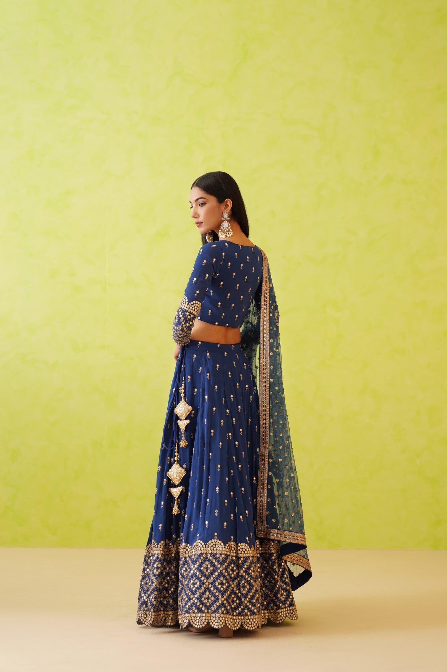 Blue georgette lehenga, Blouse and dupatta Set