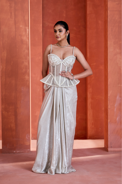 White Drape skirt with Corset