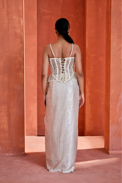 White Drape skirt with Corset