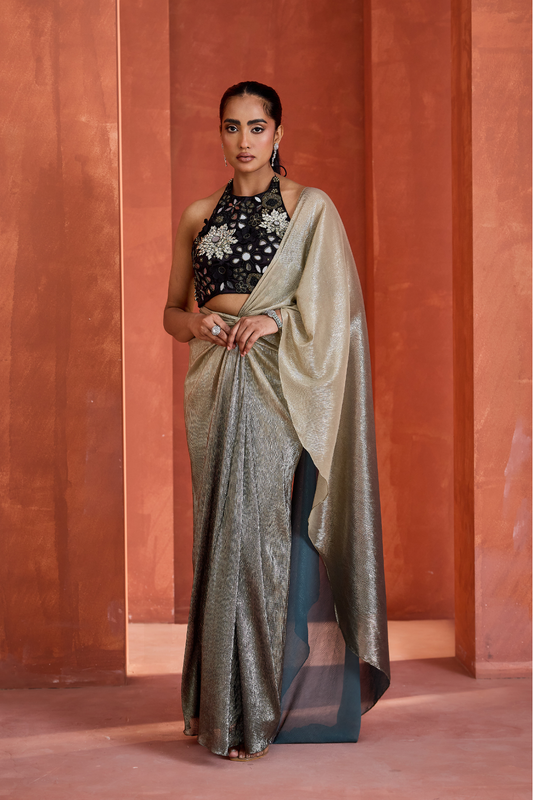 Ombre Drape skirt with blouse