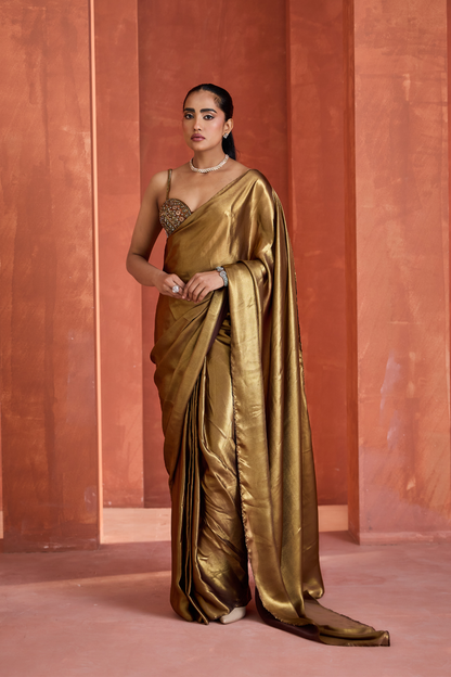 Antique Gold Corset Saree