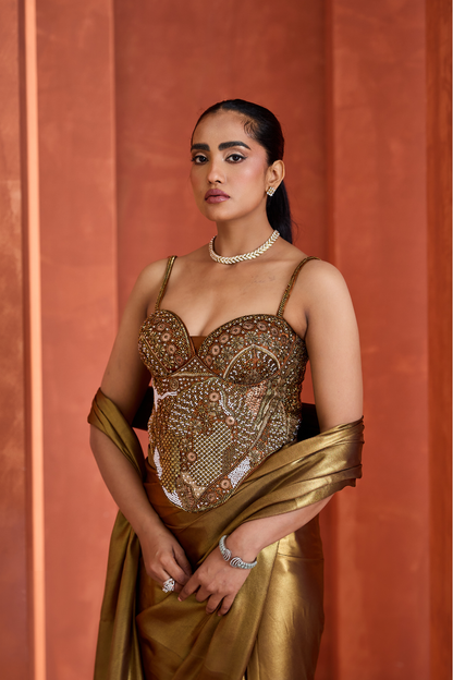 Antique Gold Corset Saree