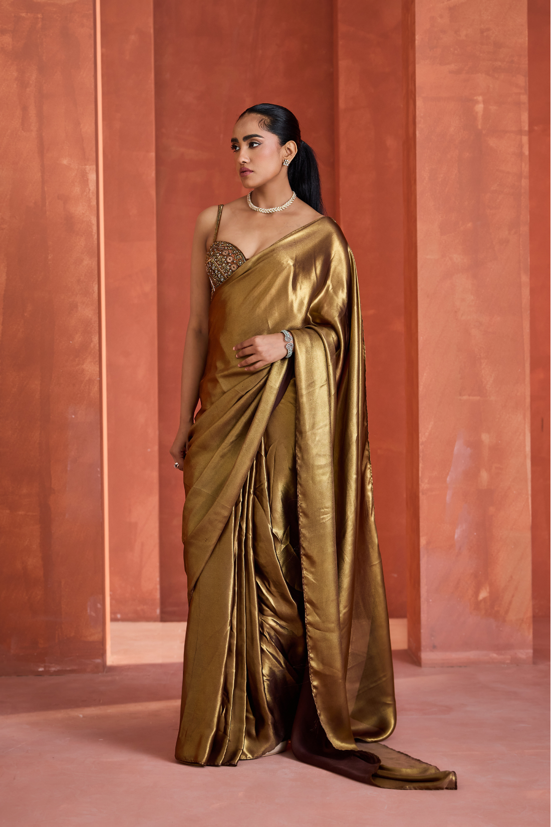 Antique Gold Corset Saree