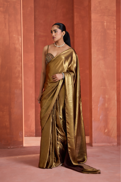 Antique Gold Corset Saree