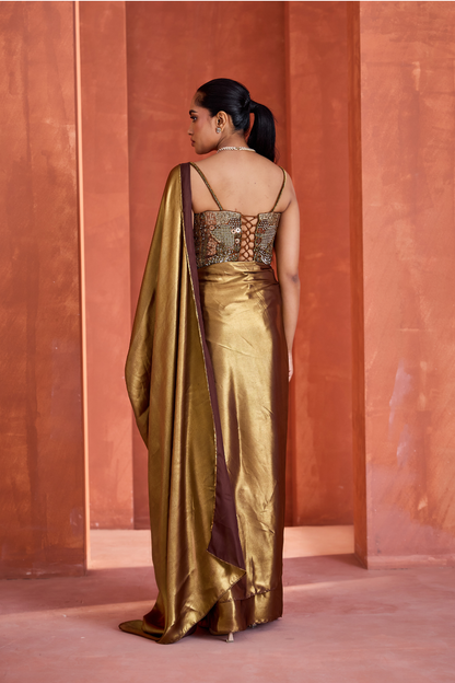 Antique Gold Corset Saree