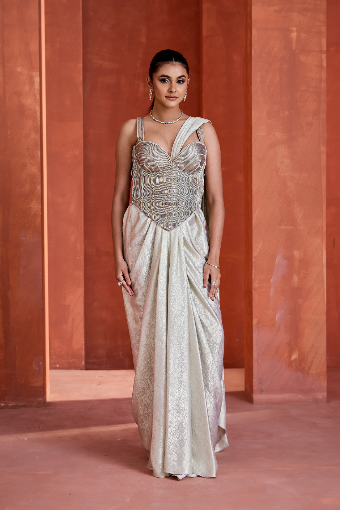 White Corset with drape skirt