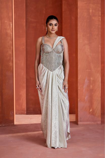 White Corset with drape skirt