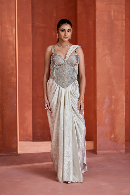 White Corset with drape skirt