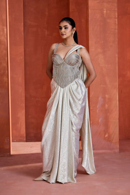White Corset with drape skirt