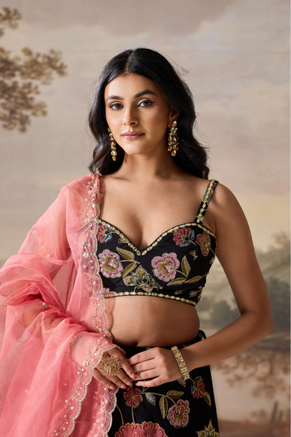 Black emb Muse Lehenga Set