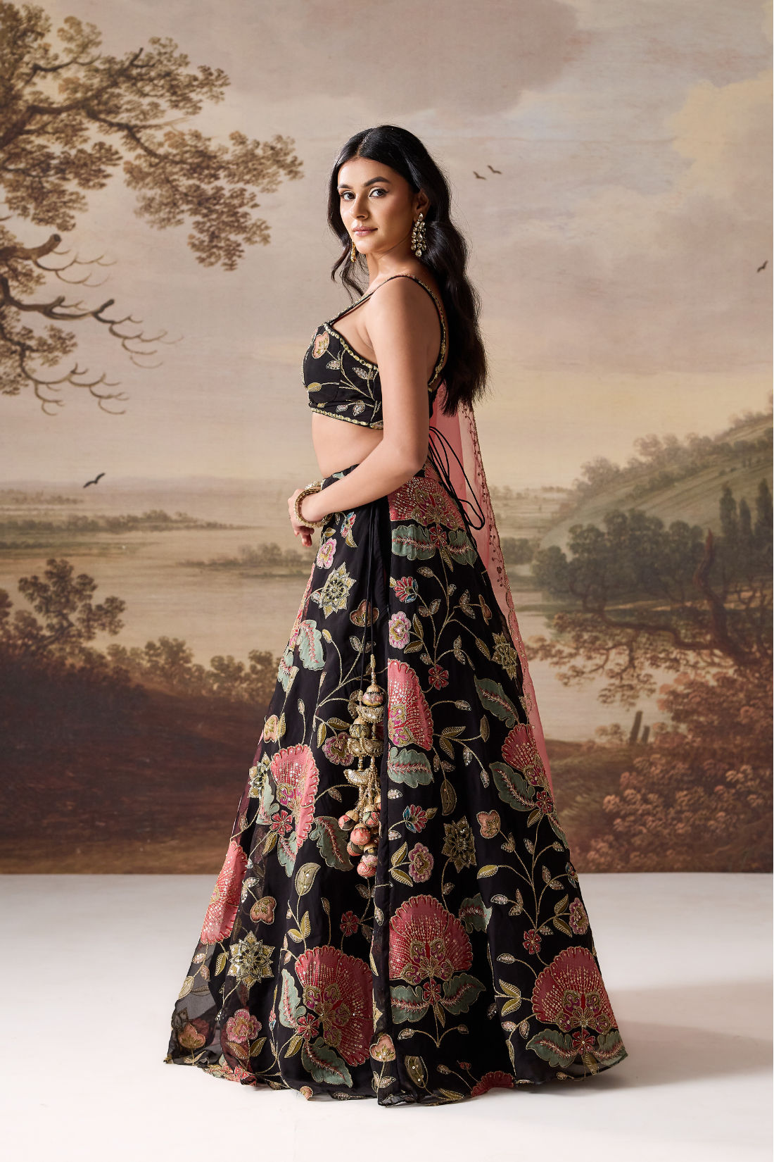 Black emb Muse Lehenga Set