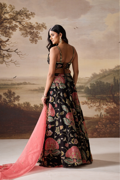 Black emb Muse Lehenga Set