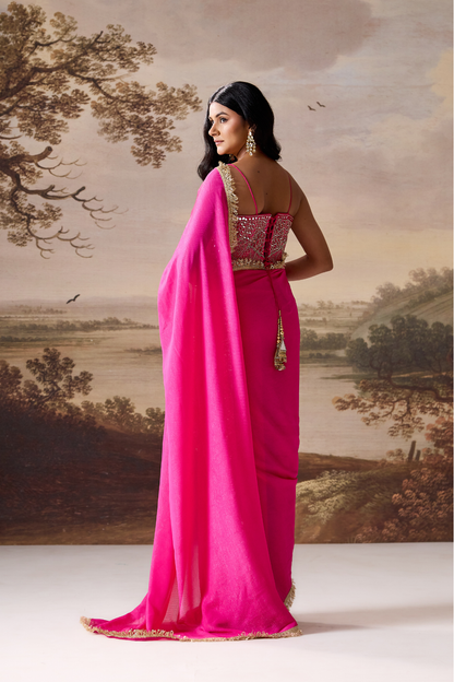 Fuchsia Flora Embroidered Saree